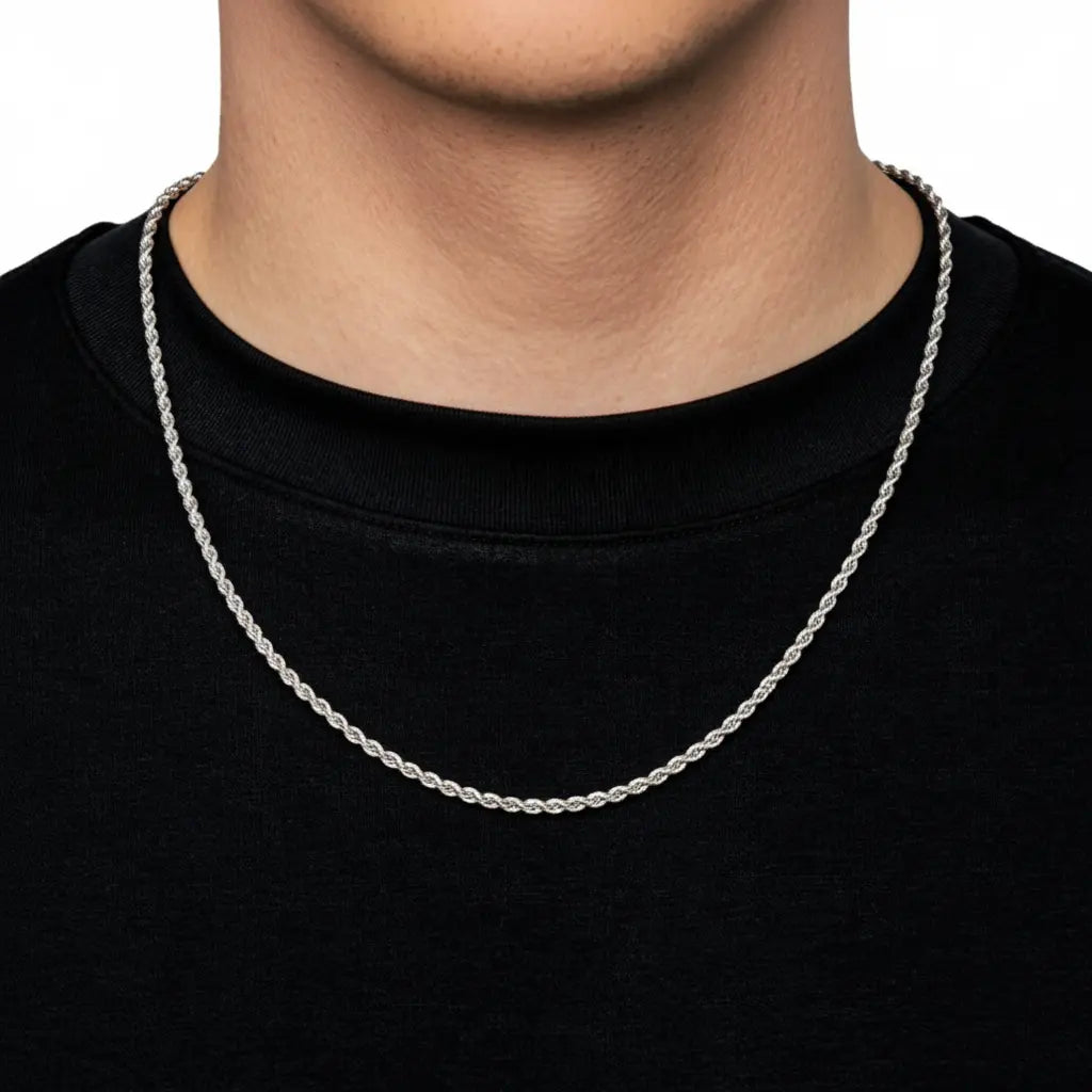 Twisted Rope Chain White Gold Plated 3mm Lumièren