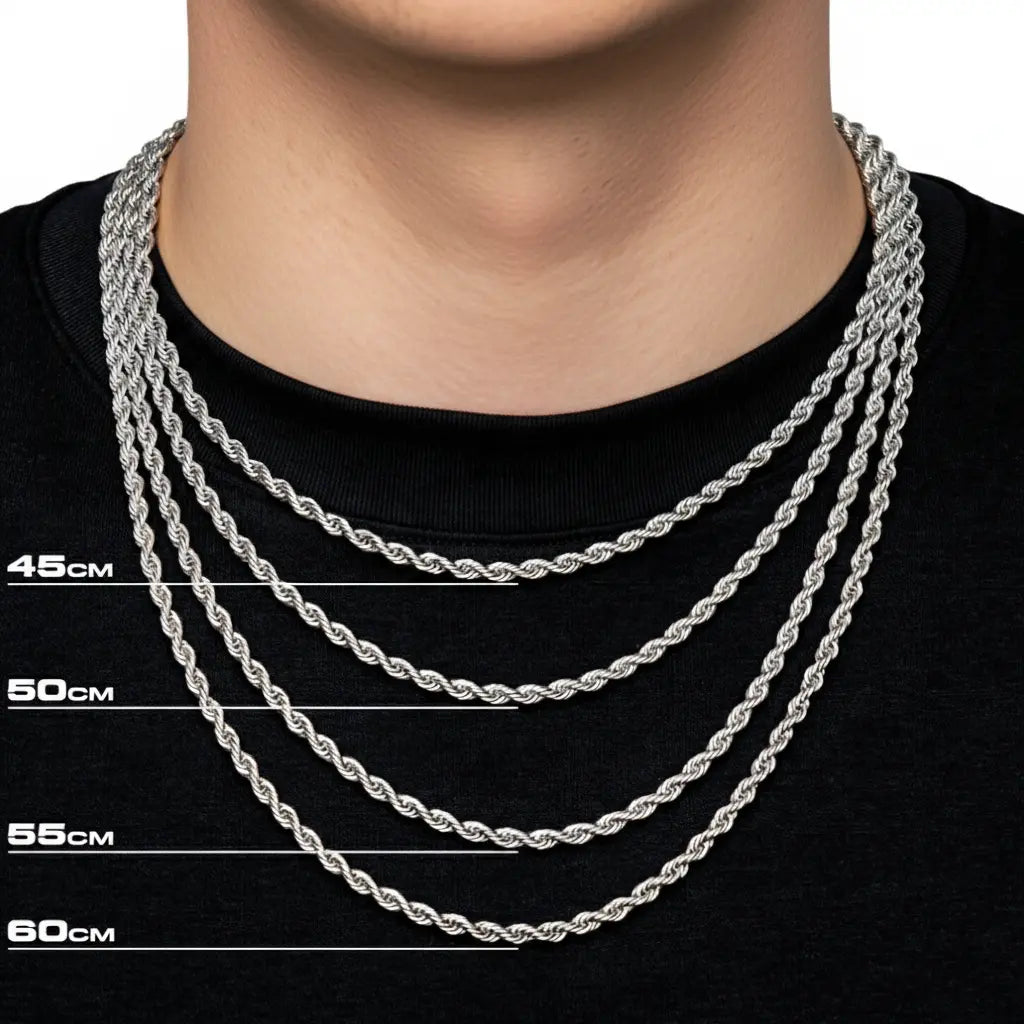 Twisted Rope Chain White Gold Plated 3mm Lumièren