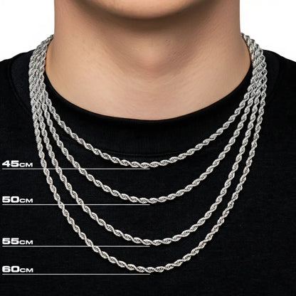Twisted Rope Chain White Gold Plated 3mm Lumièren