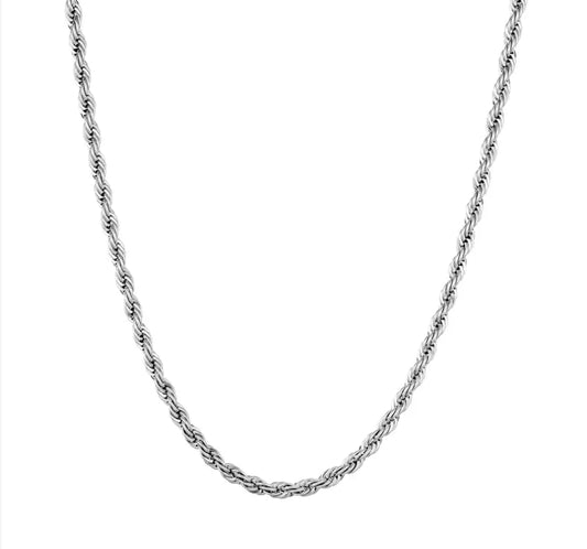 Twisted Rope Chain White Gold Plated 3mm Lumièren